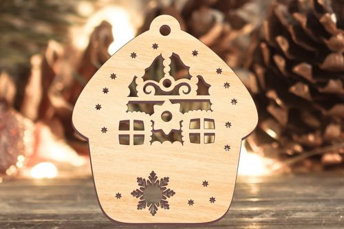 طرح برش لیزری خانه بابا تزئینات بابانوئل تزئینات کریسمس - laser cut santa house ornament bauble christmas decorations ve - برای دستگاه CNC چوب و لیزر (سی ان سی)