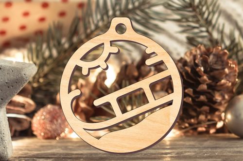 طرح برش لیزری سورتمه بابانوئل کریسمس تزئینات - laser cut santa sleigh christmas ornament ve - برای دستگاه CNC چوب و لیزر (سی ان سی)