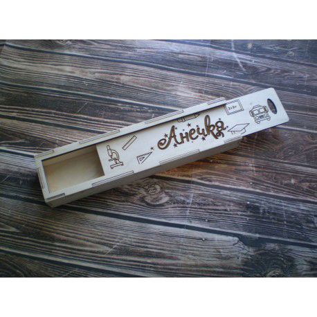 طرح جعبه مداد مدرسه‌ای برش لیزری با درب کشویی - laser cut school pencil case box with sliding lid ve - برای دستگاه CNC چوب و لیزر (سی ان سی)