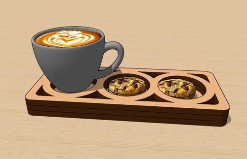 طرح سینی چوبی برش خورده شده با لیزر - laser cut serving wood tray ve - برای دستگاه CNC چوب و لیزر (سی ان سی)