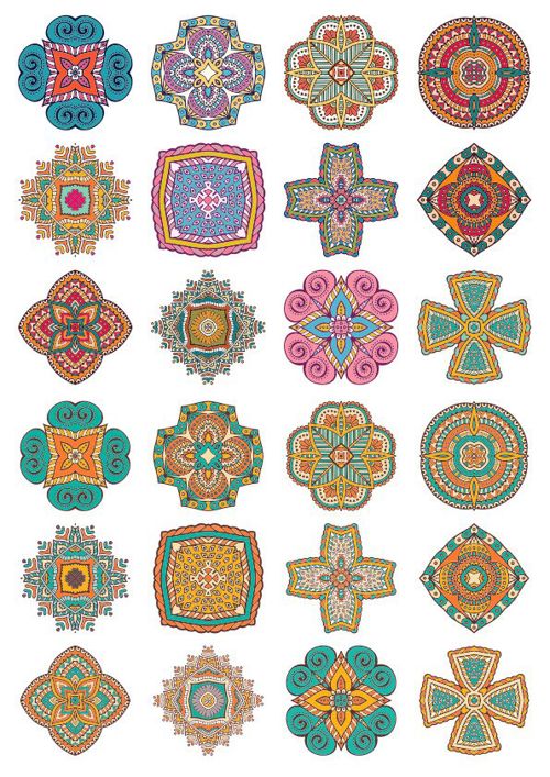 طرح مجموعه برش لیزری از زیورآلات گرد ماندالا هنر - laser cut set of round ornaments mandala art ve - برای دستگاه CNC چوب و لیزر (سی ان سی)