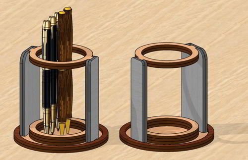 طرح خودکار چوبی ساده برش لیزری مداد پایه پایه - laser cut simple wooden pen pencils stand ve - برای دستگاه CNC چوب و لیزر (سی ان سی)
