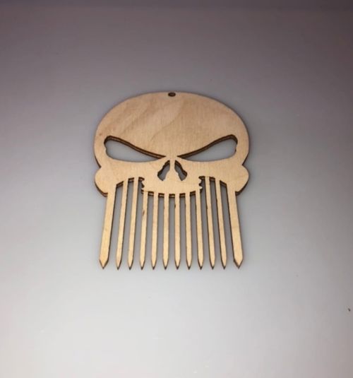 طرح برش لیزری جمجمه ریش شانه - laser cut skull beard comb ve - برای دستگاه CNC چوب و لیزر (سی ان سی)
