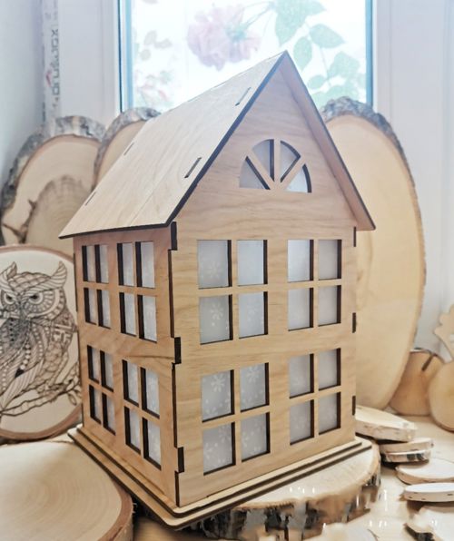 طرح برش لیزری خانه چوبی کوچک mm - laser cut small wooden house 4mm ve - برای دستگاه CNC چوب و لیزر (سی ان سی)