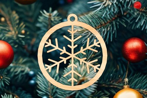 طرح برش لیزری دانه برف باب تزئینات کریسمس تزئینات - laser cut snowflake bauble christmas ornament decorations - برای دستگاه CNC چوب و لیزر (سی ان سی)
