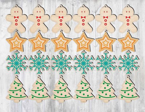 طرح برش لیزری دانه برف درخت کریسمس - laser cut snowflake christmas trees - برای دستگاه CNC چوب و لیزر (سی ان سی)