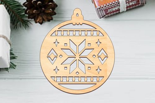 طرح برش لیزری دانه‌های برف، اسباب‌بازی‌های تزئینی کریسمس، تزئینات - laser cut snowflakes bauble ornament christmas decorations ve - برای دستگاه CNC چوب و لیزر (سی ان سی)