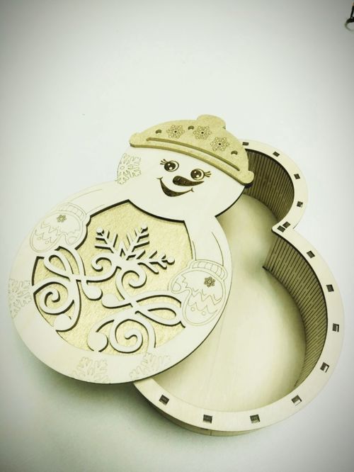 طرح جعبه هدیه آدم برفی برش لیزری - laser cut snowman gift box ve - برای دستگاه CNC چوب و لیزر (سی ان سی)