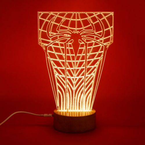 طرح برش لیزری لباس مرد عنکبوتی سه بعدی توهم لامپ - laser cut spider man suit 3d illusion lamp ve - برای دستگاه CNC چوب و لیزر (سی ان سی)