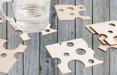 طرح زیرلیوانی‌های پنیر مربعی برش لیزری روکش - laser cut square cheese coasters ve - برای دستگاه CNC چوب و لیزر (سی ان سی)