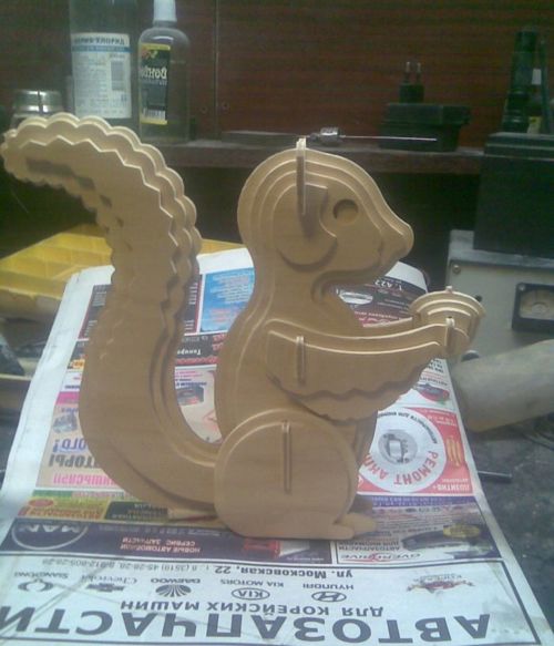 طرح سنجاب برش لیزری سه بعدی چوبی پازل پارچه - laser cut squirrel 3d wooden puzzle - برای دستگاه CNC چوب و لیزر (سی ان سی)