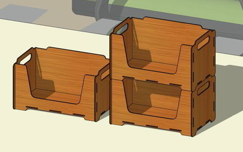 طرح جعبه چوبی برش خورده شده با لیزر جعبه - laser cut stackable storage box wooden crate - برای دستگاه CNC چوب و لیزر (سی ان سی)