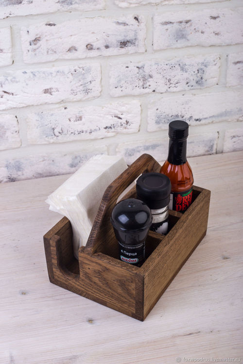 طرح پایه برش لیزری برای ادویه و دستمال دسته - laser cut stand for spices and napkins with handle ve - برای دستگاه CNC چوب و لیزر (سی ان سی)
