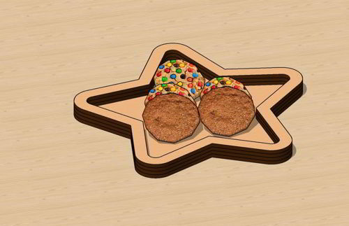 طرح سینی پذیرایی ستاره‌ای برش لیزری - laser cut star serving tray - برای دستگاه CNC چوب و لیزر (سی ان سی)