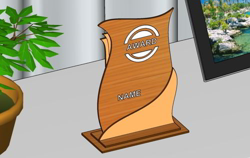 طرح برش لیزری شیک طراحی تقدیر جایزه جایزه - laser cut stylish design appreciation award trophy ve - برای دستگاه CNC چوب و لیزر (سی ان سی)