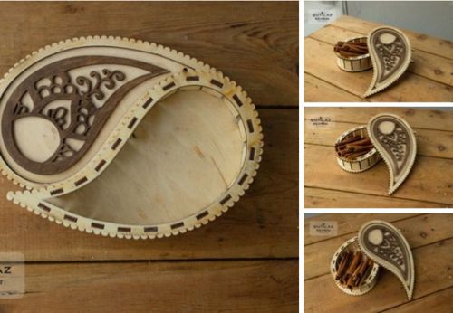 طرح جعبه قطره آب شیک برش لیزری - laser cut stylish water drop box design - برای دستگاه CNC چوب و لیزر (سی ان سی)