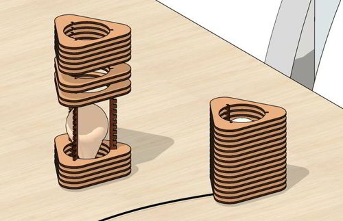 طرح چراغ رومیزی برش لیزری مثلثی - laser cut table lamp triangle ve - برای دستگاه CNC چوب و لیزر (سی ان سی)