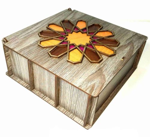 طرح جعبه چای برش لیزری سی ان سی - laser cut tea box cnc - برای دستگاه CNC چوب و لیزر (سی ان سی)