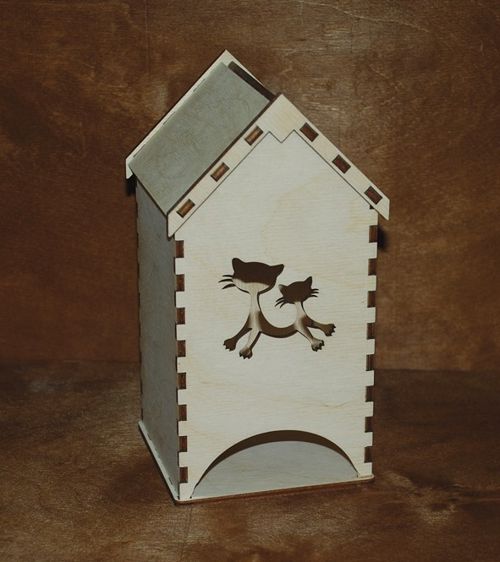 طرح برش لیزری چای خانه چای کیسه پخش - laser cut tea house tea bag dispenser ve - برای دستگاه CNC چوب و لیزر (سی ان سی)