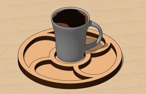 طرح سینی سرو چای برش لیزری - laser cut tea serving tray ve - برای دستگاه CNC چوب و لیزر (سی ان سی)
