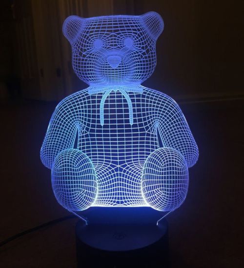 طرح خرس عروسکی برش لیزری سه بعدی لامپ - laser cut teddy bear 3d lamp ve - برای دستگاه CNC چوب و لیزر (سی ان سی)