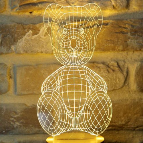 طرح خرس عروسکی برش لیزری سه بعدی شب نور - laser cut teddy bear 3d night light ve - برای دستگاه CNC چوب و لیزر (سی ان سی)