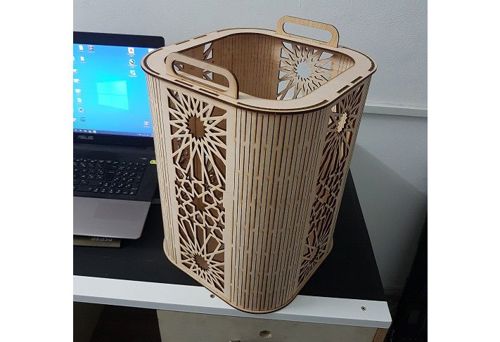 طرح قالب برش لیزری سبد با دسته دسته - laser cut template basket with handles - برای دستگاه CNC چوب و لیزر (سی ان سی)