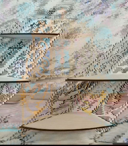 طرح قفسه گوشه‌ای سه طبقه برش لیزری برای آیکون‌ها - laser cut three tiered corner shelf for icons ve - برای دستگاه CNC چوب و لیزر (سی ان سی)