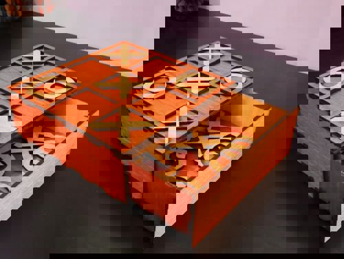 طرح بازی تیک تاک پا با جعبه لیزر برش - laser cut tic tac toe game with box - برای دستگاه CNC چوب و لیزر (سی ان سی)