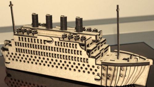 طرح برش لیزری تایتانیک سه بعدی پازل - laser cut titanic 3d puzzle ve - برای دستگاه CNC چوب و لیزر (سی ان سی)