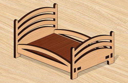 طرح برش لیزری تخت اسباب بازی خانه عروسک - laser cut toy bed dollhouse - برای دستگاه CNC چوب و لیزر (سی ان سی)