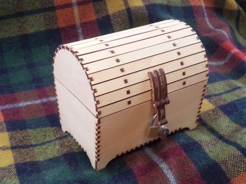 طرح صندوقچه گنج برش خورده با لیزر میلی متر - laser cut treasure chest tapered 3mm ve - برای دستگاه CNC چوب و لیزر (سی ان سی)