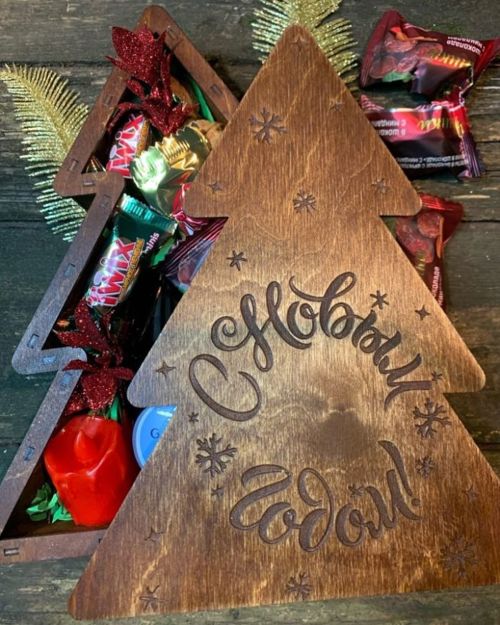 طرح جعبه هدیه درخت برش لیزری با درب درب - laser cut tree gift box with lid - برای دستگاه CNC چوب و لیزر (سی ان سی)