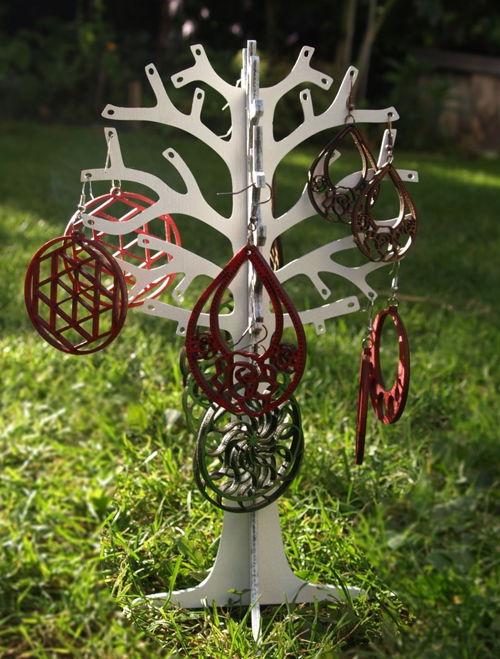 طرح نگهدارنده جواهرات برش لیزری درخت پایه - laser cut tree jewelry holder display stand jpeg - برای دستگاه CNC چوب و لیزر (سی ان سی)