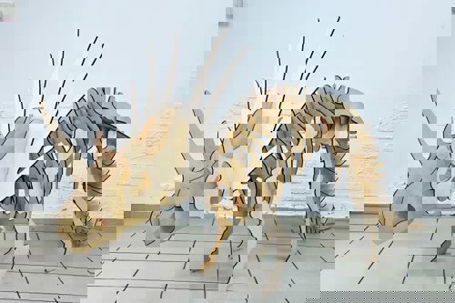 طرح پازل سه بعدی تریسراتوپس برش لیزری میلی‌متری قاب - laser cut triceratops 3d puzzle 6mm ve - برای دستگاه CNC چوب و لیزر (سی ان سی)