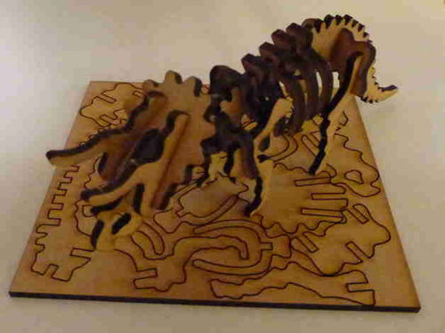 طرح اسکلت تریسراتوپس برش لیزری - lasercut triceratops skeleton puzzle - برای دستگاه CNC چوب و لیزر (سی ان سی)