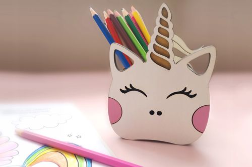طرح میز سازمان‌دهنده ی تکشاخ برش لیزری - laser cut unicorn desk organizer ve - برای دستگاه CNC چوب و لیزر (سی ان سی)