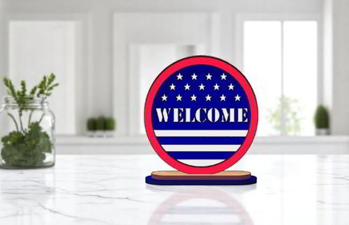 طرح برش لیزری روز استقلال آمریکا روی میز دکوراسیون - laser cut usa independence day table top decor ve - برای دستگاه CNC چوب و لیزر (سی ان سی)