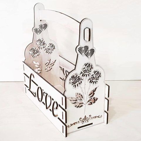 طرح برش لیزری تزئین روز ولنتاین سبد ولنتاین گل آرایی - laser cut valentine day decor valentine basket floral arrangement ve - برای دستگاه CNC چوب و لیزر (سی ان سی)