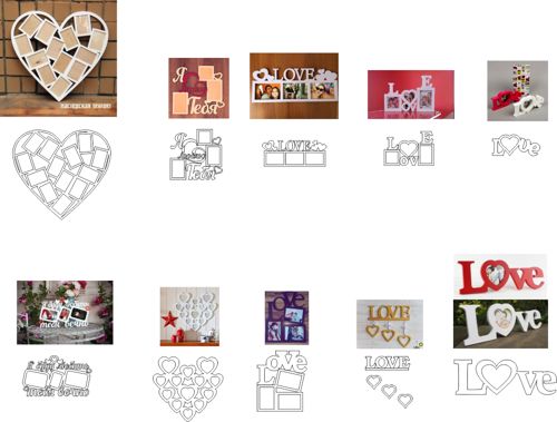 طرح قاب های ولنتاین برش لیزری سه بعدی پازل - laser cut valentine frames 3d puzzle ve - برای دستگاه CNC چوب و لیزر (سی ان سی)