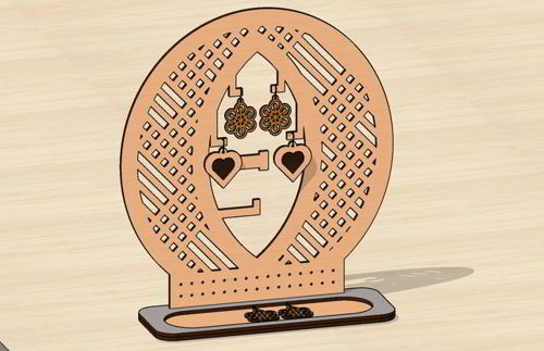 طرح گوشواره هدیه ولنتاین برش لیزری جایگزینی - laser cut valentine gift earring jewelry stand ve - برای دستگاه CNC چوب و لیزر (سی ان سی)