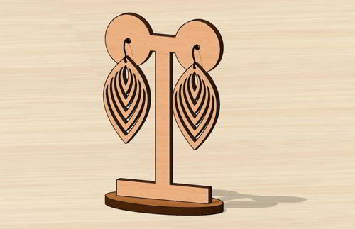 طرح گوشواره برش لیزری هدیه ولنتاین پایه جاجواهری - laser cut valentine gift earring stand jewelry holder - برای دستگاه CNC چوب و لیزر (سی ان سی)