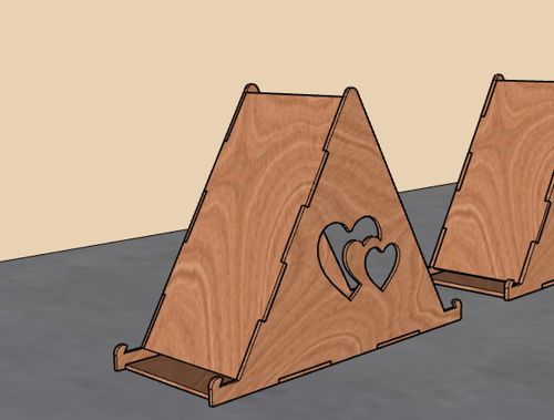 طرح برش لیزری روز ولنتاین تزئینی هولدر گوشی طرح قلب میلیمتر - laser cut valentines day decorative phone holder heart design 3mm - برای دستگاه CNC چوب و لیزر (سی ان سی)
