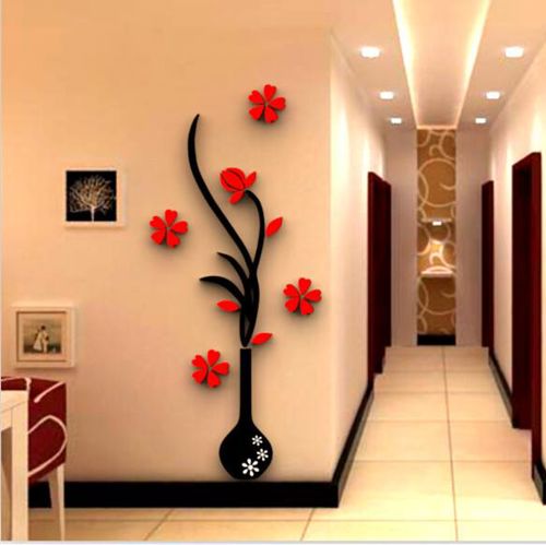 طرح برش لیزری گلدان گل درخت کریستال اکریلیک دیوار هنری - laser cut vase flower tree crystal acrylic wall art ve - برای دستگاه CNC چوب و لیزر (سی ان سی)