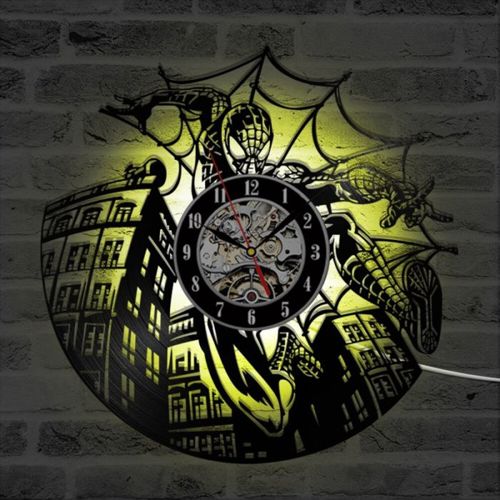 طرح صفحه وینیل برش لیزری مرد عنکبوتی ساعت - laser cut vinyl record spiderman clock ve - برای دستگاه CNC چوب و لیزر (سی ان سی)
