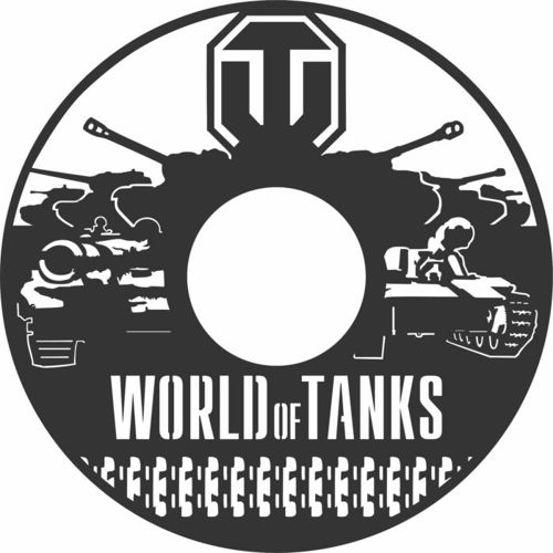 طرح صفحه وینیل برش لیزری دنیای تانک‌ها ساعت قاب - laser cut vinyl record world of tanks clock ve - برای دستگاه CNC چوب و لیزر (سی ان سی)