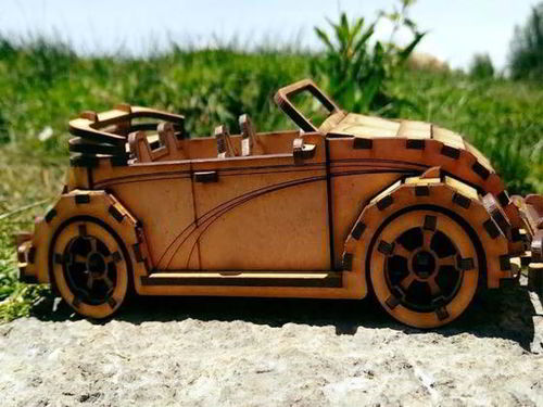 طرح مدل ماشین فولکس واگن بیتل کانورتیبل برش لیزری - laser cut volkswagen beetle convertible car model ve - برای دستگاه CNC چوب و لیزر (سی ان سی)