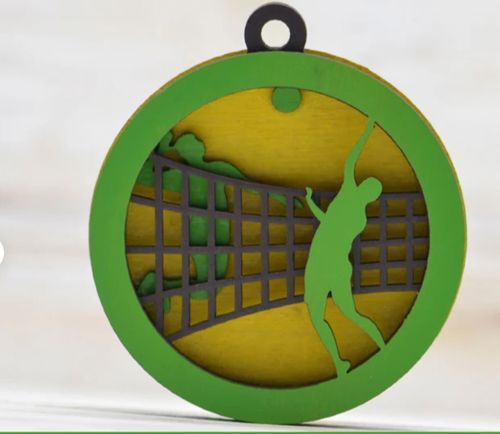طرح مدال والیبال برش لیزری لایه مدال چوبی سازگار با محیط آلودگی هوا - laser cut volleyball medal layered eco friendly wooden medal ve - برای دستگاه CNC چوب و لیزر (سی ان سی)