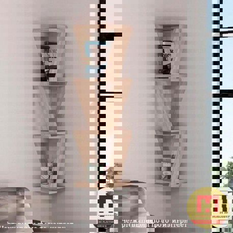 طرح قفسه گوشه‌ای دیواری برش لیزری میلی‌متری قالب - laser cut wall mounted corner shelf 18 mm template ve - برای دستگاه CNC چوب و لیزر (سی ان سی)