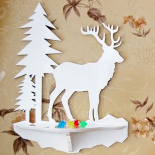 طرح قفسه دیواری برش لیزری گوزن وکتور - laser cut wall shelf deers vector ve - برای دستگاه CNC چوب و لیزر (سی ان سی)